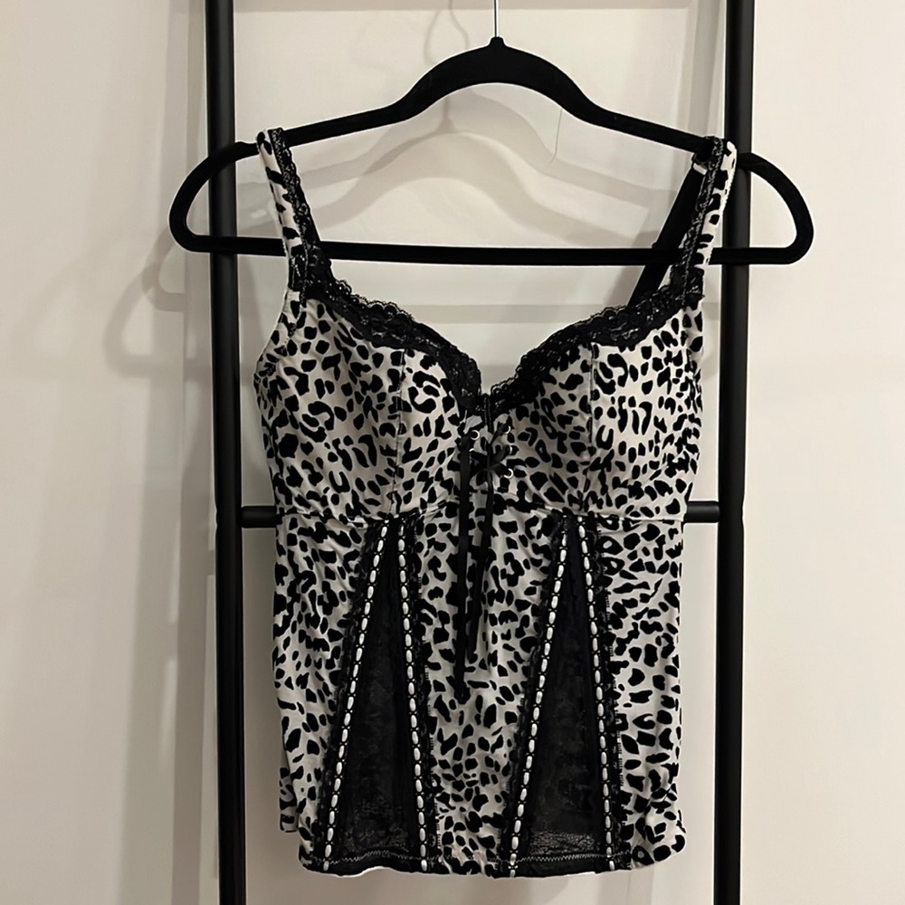 FREDERIKS CORSET Animal print blk lacy inserts women Size B